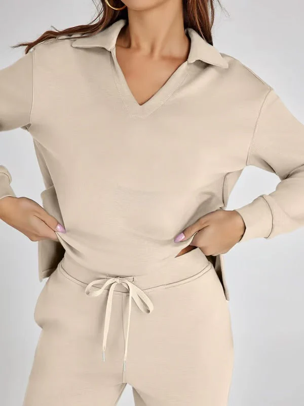 Two-Piece Collared Lounge Set | Soft Breathable