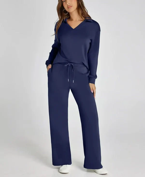 Two-Piece Collared Lounge Set | Soft Breathable