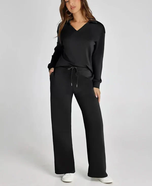 Two-Piece Collared Lounge Set | Soft Breathable