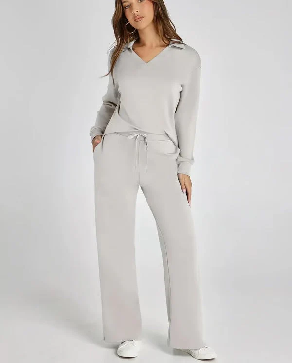 Two-Piece Collared Lounge Set | Soft Breathable