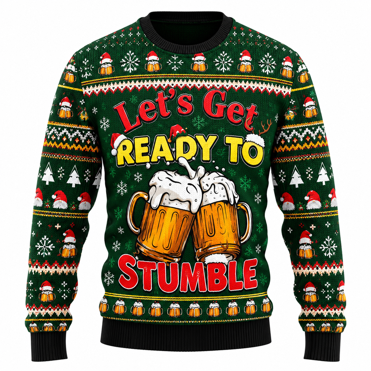 Maglione natalizio da uomo “Jingle Beers” – Divertente pullover unisex con stampa 3D a tema festivo