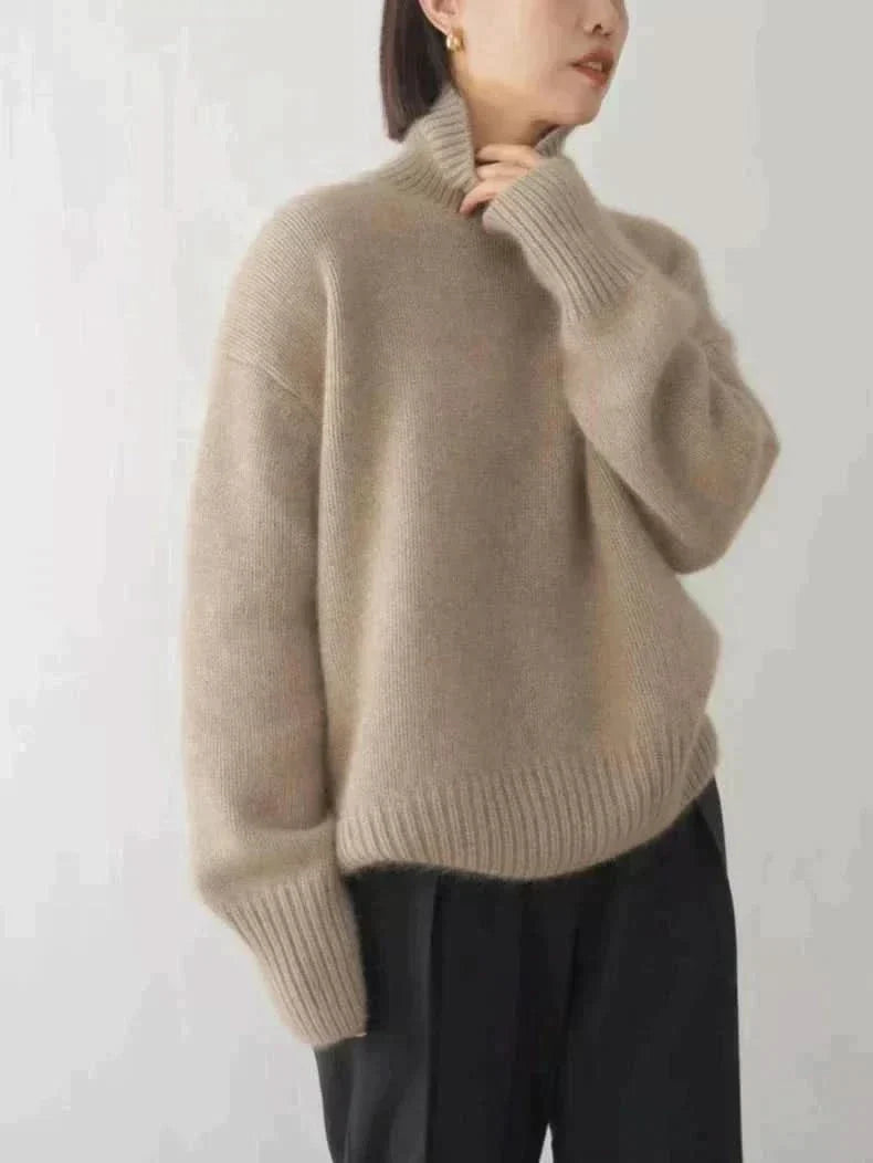 Pull à col roulé en pur cachemire pour femme | Pull en maille légère à col roulé | Haut d'hiver thermique et doux, idéal pour tous les jours
