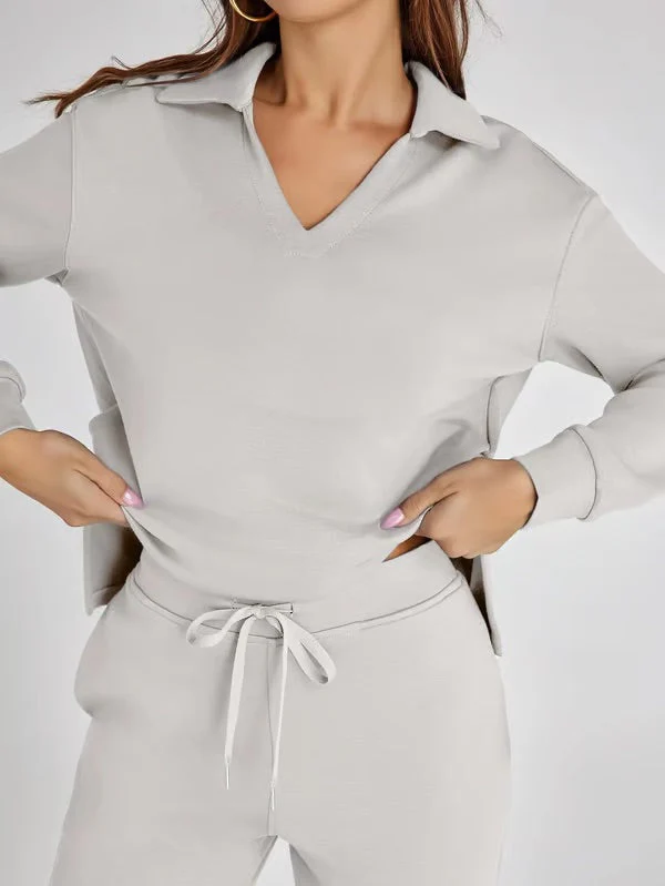 Two-Piece Collared Lounge Set | Soft Breathable