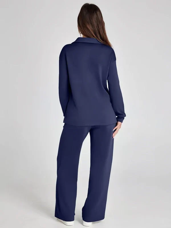 Two-Piece Collared Lounge Set | Soft Breathable