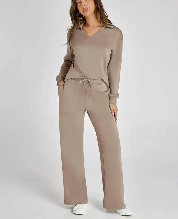 Two-Piece Collared Lounge Set | Soft Breathable