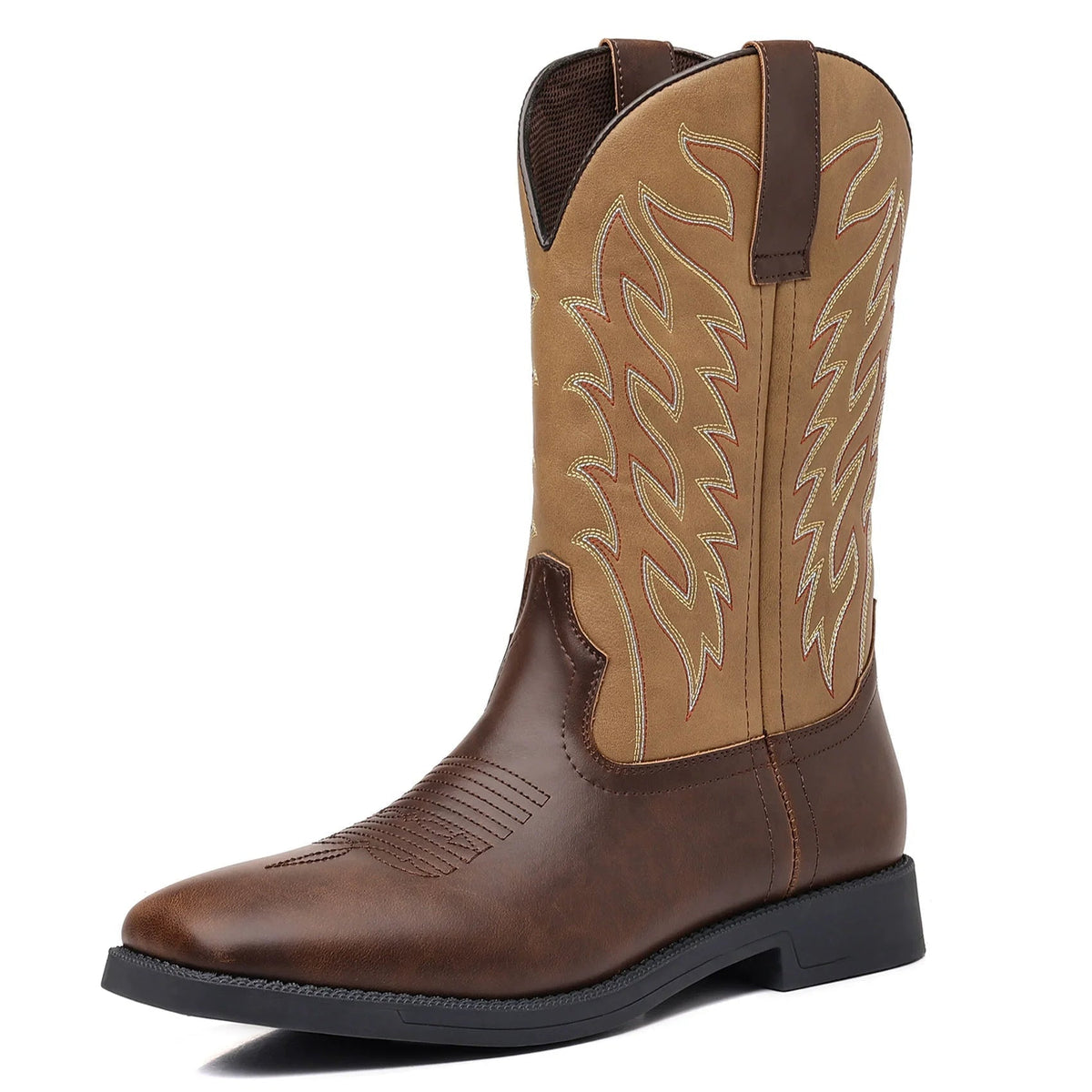 Herren Cowboystiefel Wadenlang Bestickt Leder Quadratische Spitze - Image 6