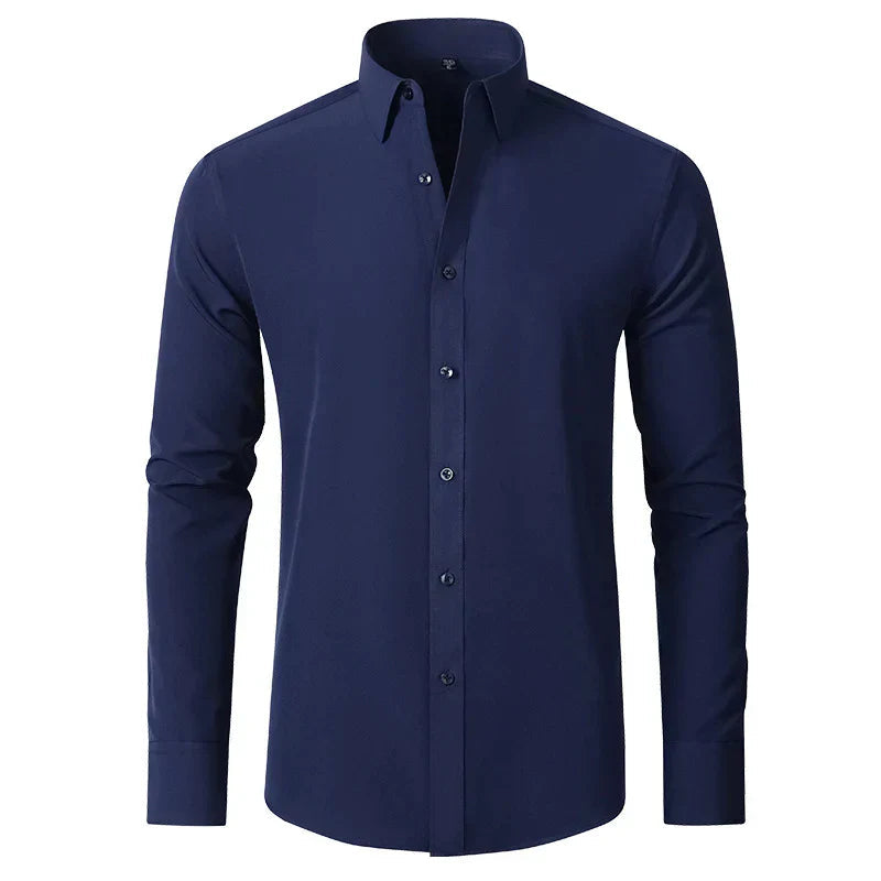 Camicia da uomo che non necessita di stiratura | Camicia comoda, traspirante e che non si sgualcisce, ideale per il lavoro e i viaggi | Camicia a maniche lunghe con colletto button-down, facile da lavare