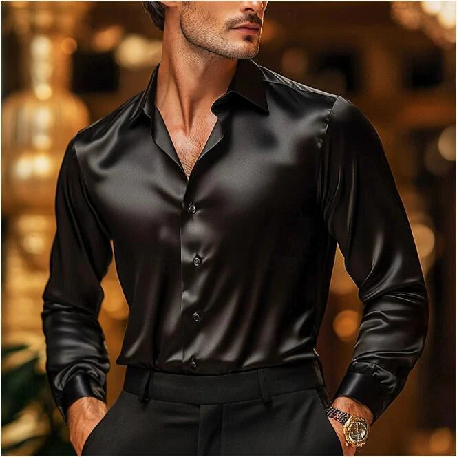 Men’s Elegant Silk Dress Shirt