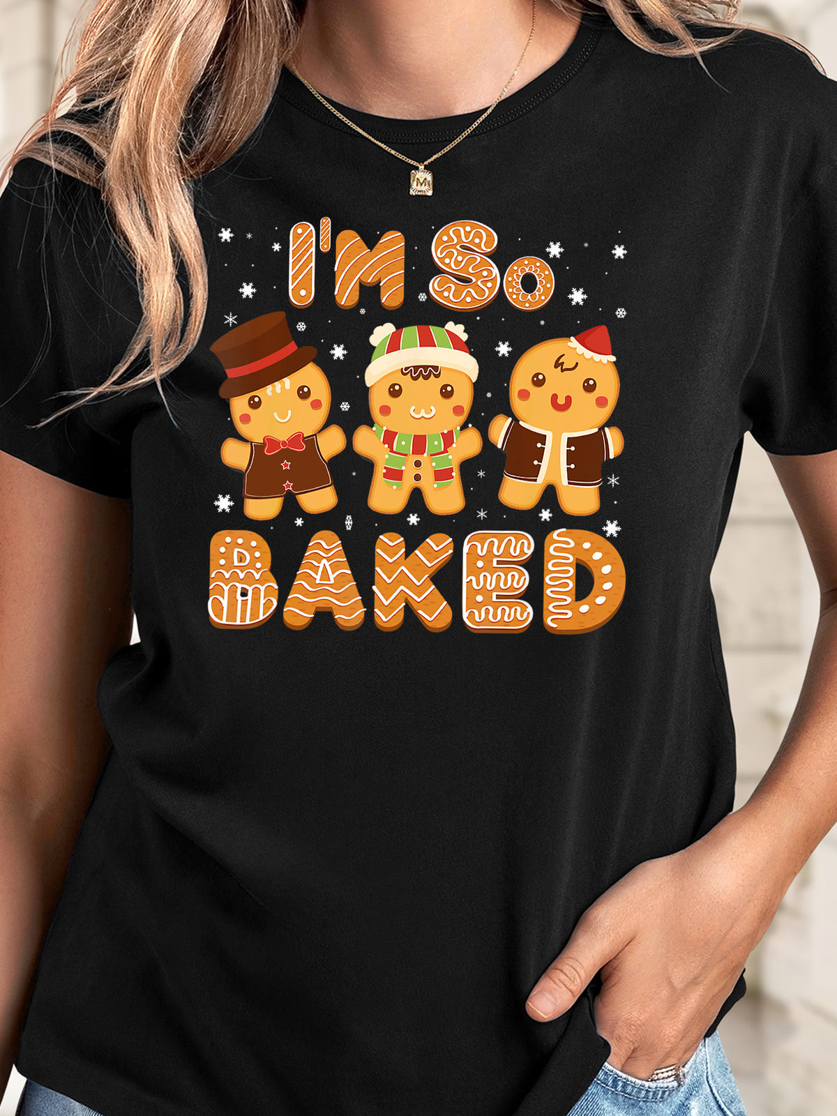 Dámské vánoční tričko – vtipné perníkové panáčky s nápisem „I'm So Baked“