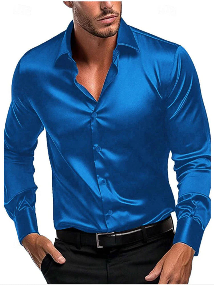 Men’s Slim Fit Silk Dress Shirt