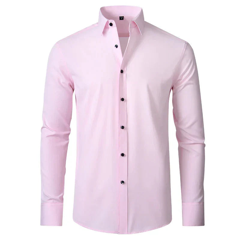 Camicia da uomo che non necessita di stiratura | Camicia comoda, traspirante e che non si sgualcisce, ideale per il lavoro e i viaggi | Camicia a maniche lunghe con colletto button-down, facile da lavare