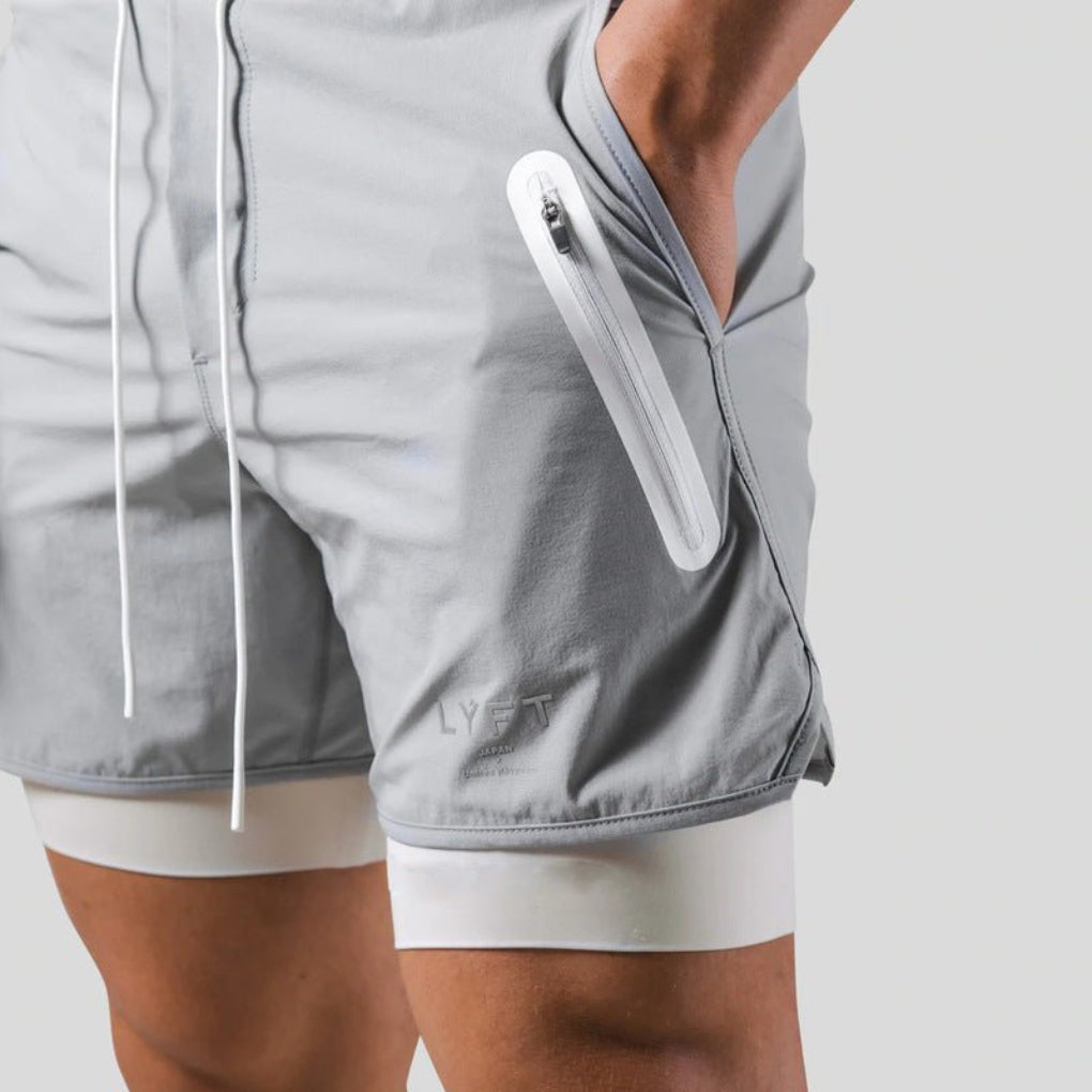 Men's 2-in-1 Sports Training Shorts with Built-in Compression Liner Lightweight Quick-Dry Athletic Gym Shorts with Phone Pockets