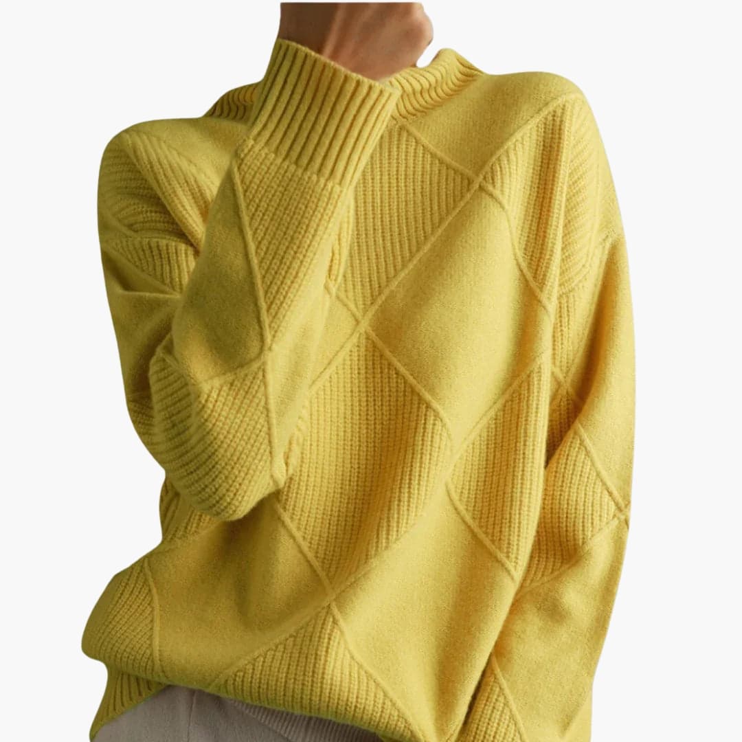 Diamond Pattern Turtleneck Sweater for Women - Image 7