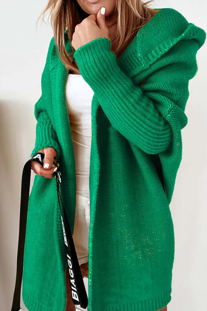 Stilfuld cardigan med overdimensioneret hætte til kvinder - Relaxed Fit Premium Knit