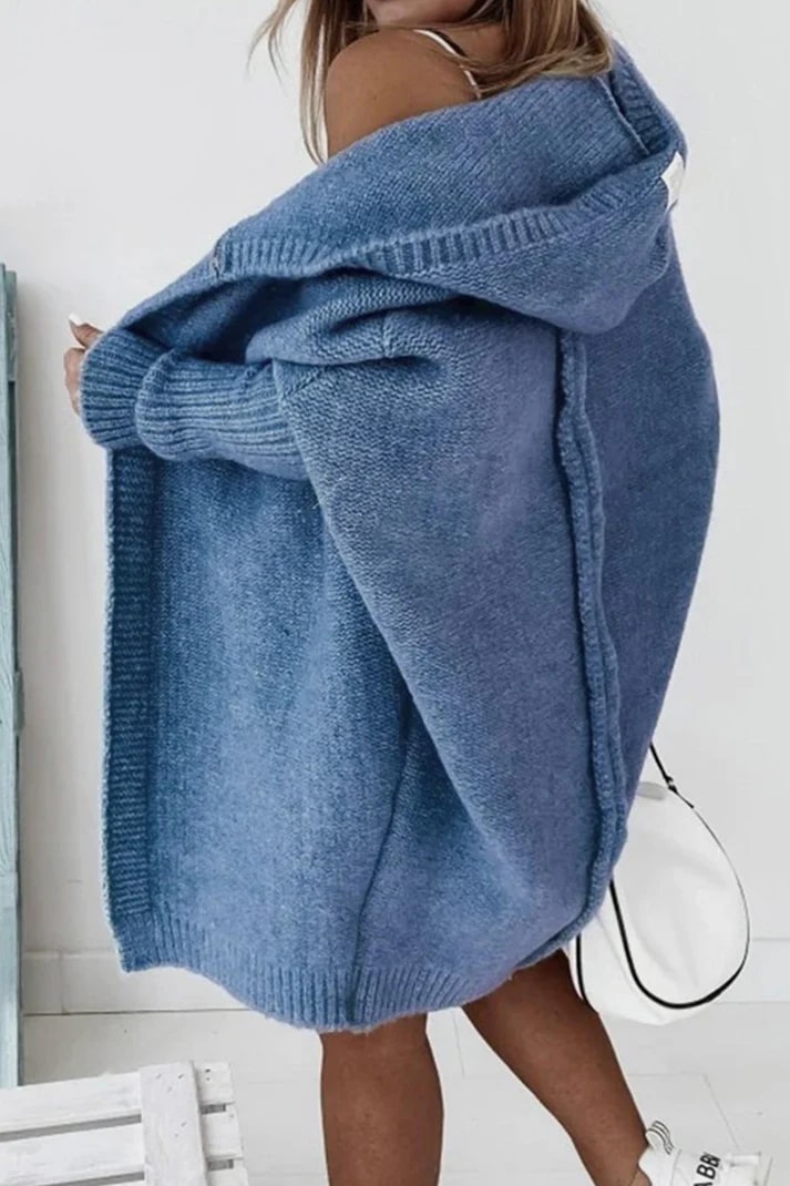 Stilfuld cardigan med overdimensioneret hætte til kvinder - Relaxed Fit Premium Knit