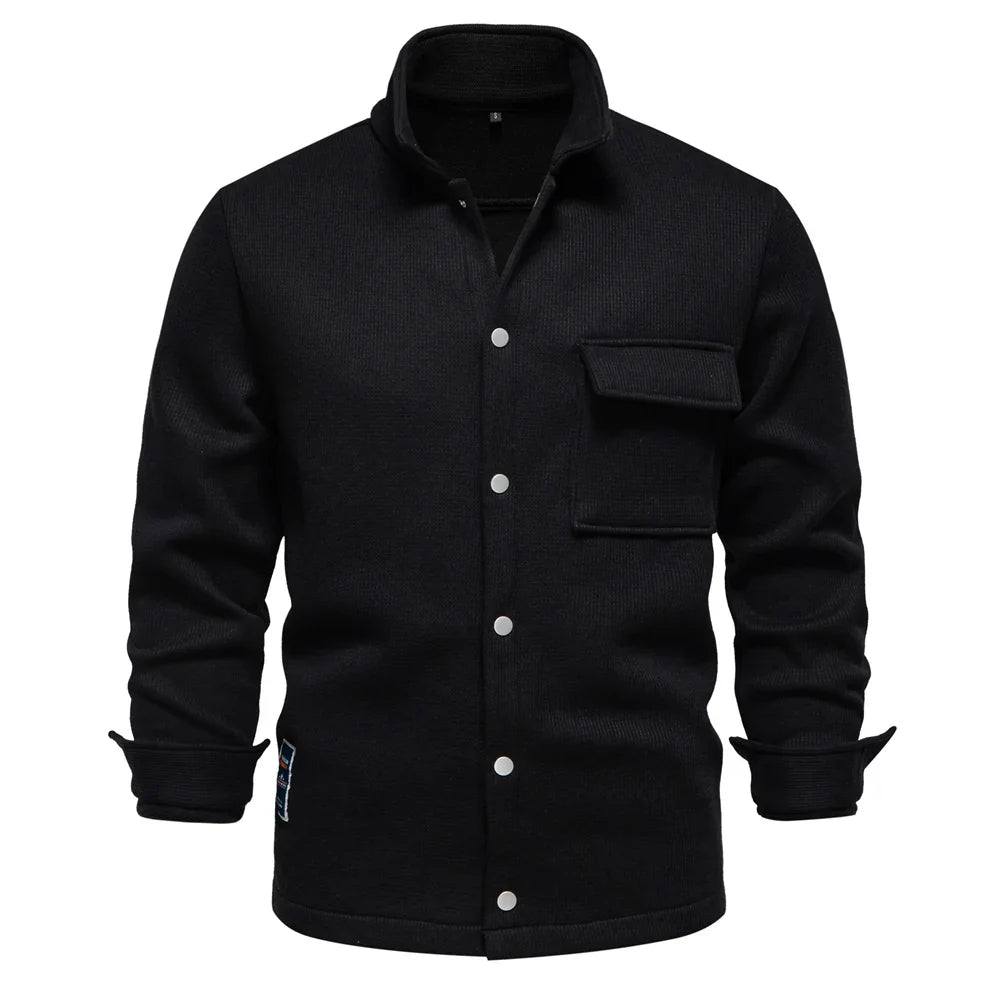 Veste d'hiver pour homme | Doublée de polaire épaisse | Col montant à boutons
