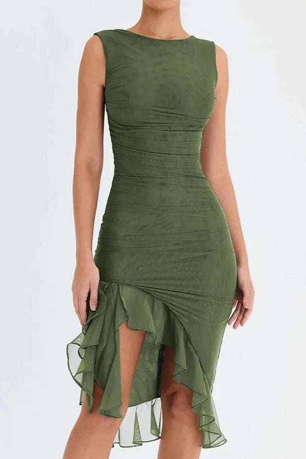 Elegant Mesh Midi Dress