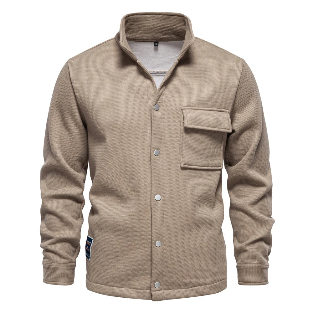 Veste d'hiver pour homme | Doublée de polaire épaisse | Col montant à boutons