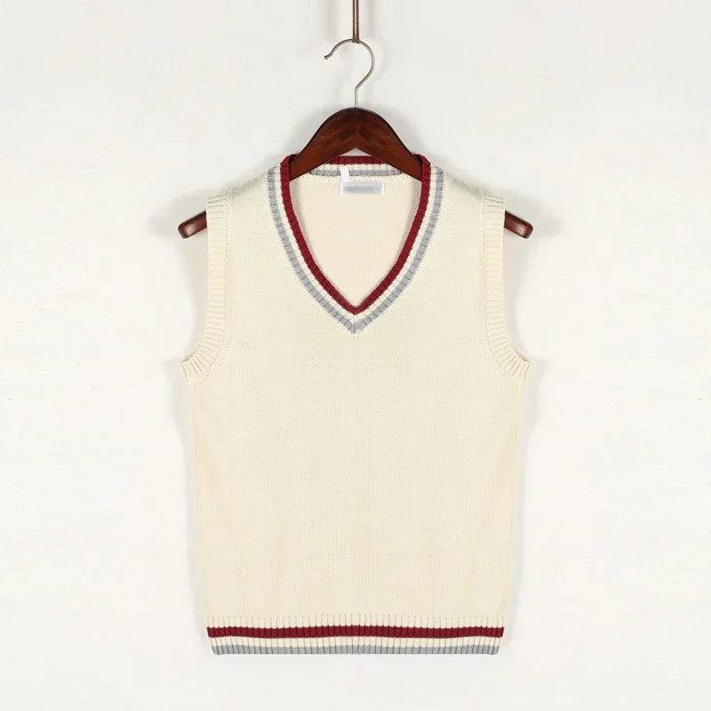 Vestă din tricot cu decolteu în V pentru bărbați | Pulover gros fără mâneci