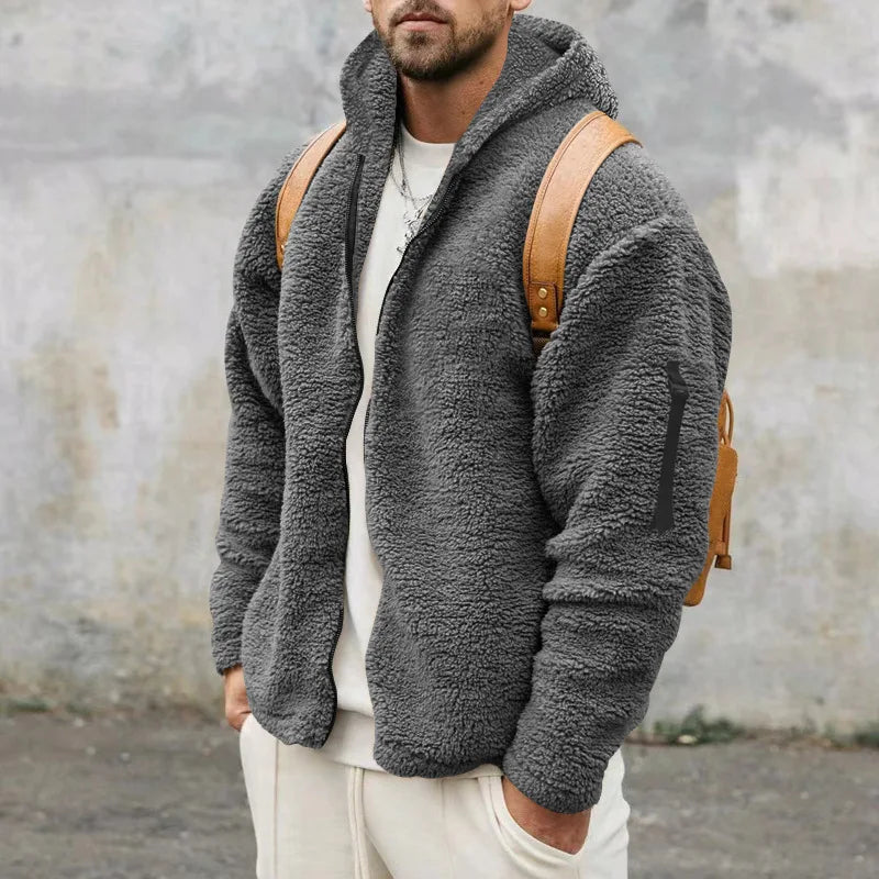 Chaqueta de invierno de forro polar y cachemira para hombre