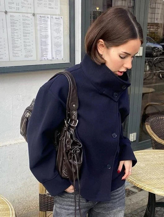 Cropped Double-Breasted Coat for Women - Image 7