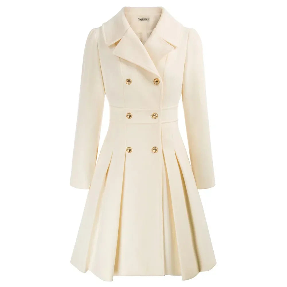 Grace Women's Coat | Stylish A-line peacoat in wool