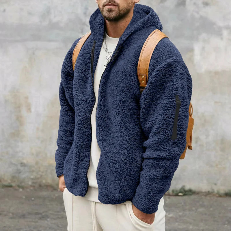 Chaqueta de invierno de forro polar y cachemira para hombre