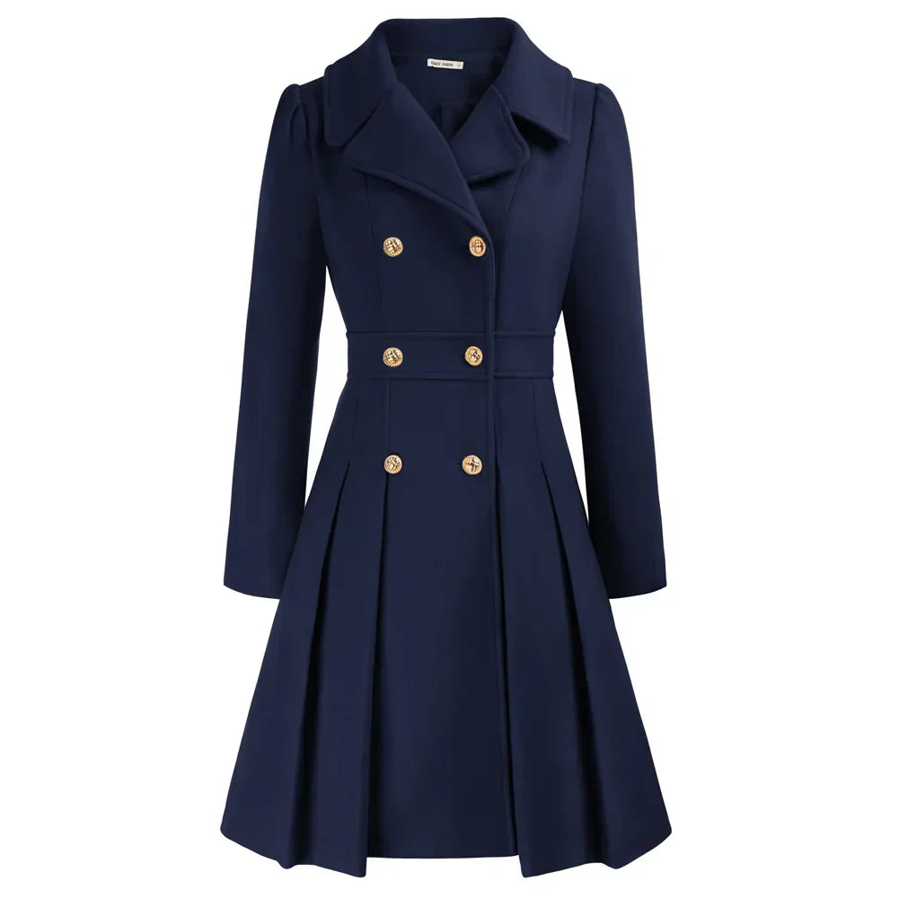 Grace Women's Coat | Stylish A-line peacoat in wool