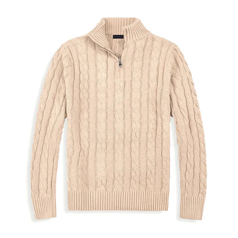 Quarter Zip Cable Knit Sweater for Men - Image 7