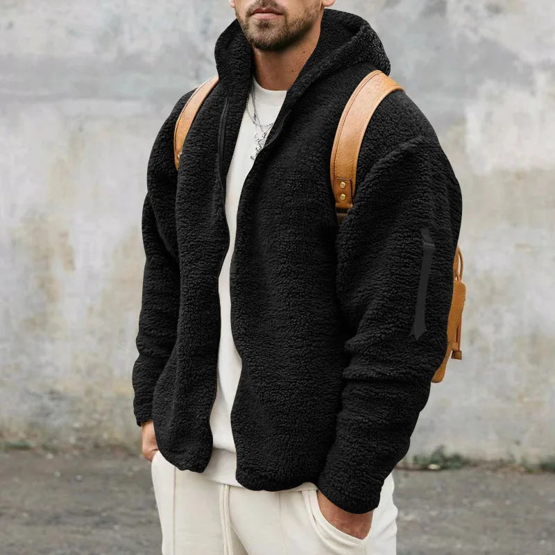 Chaqueta de invierno de forro polar y cachemira para hombre