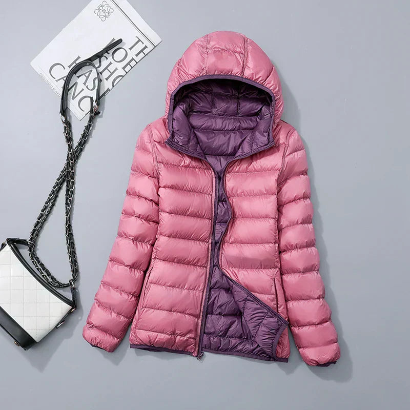 Chaqueta de plumón de mujer con capucha