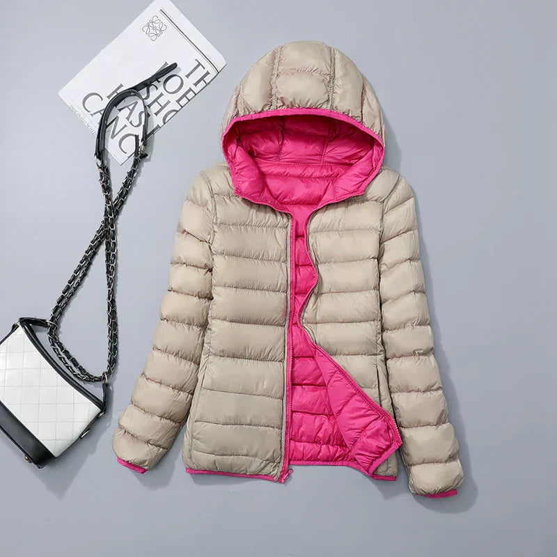 Chaqueta de plumón de mujer con capucha