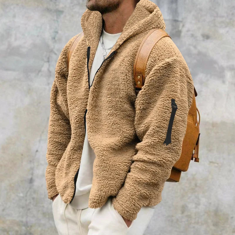 Chaqueta de invierno de forro polar y cachemira para hombre