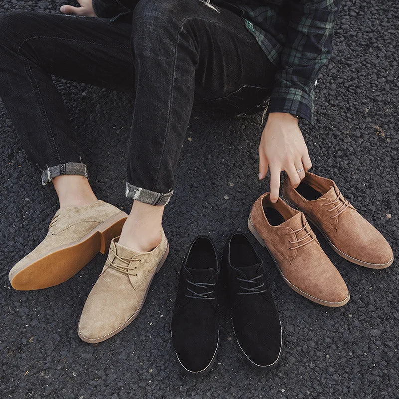 Men's Suede Oxford Shoes | Comfortable Lace-up Dress Shoes for Work and Casual Wear | Durable Rubber Sole All-Season Footwear