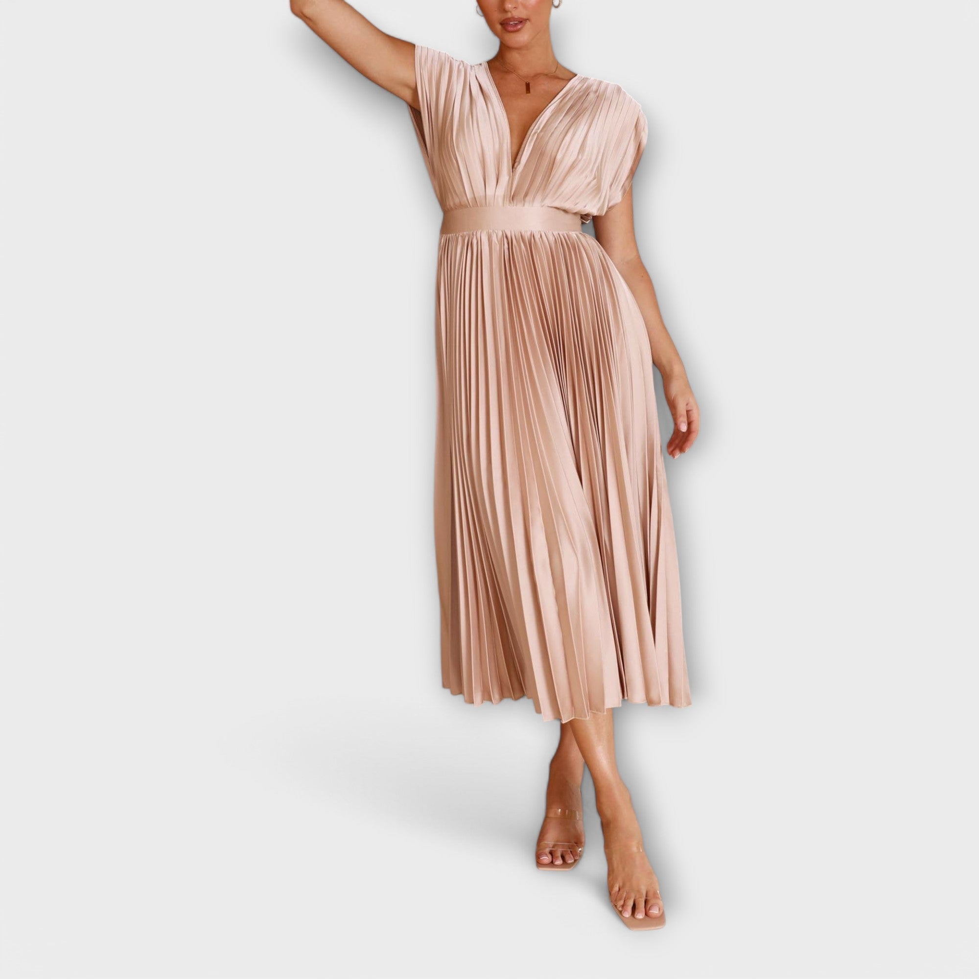 Elsie - Elegante vestido midi plisado
