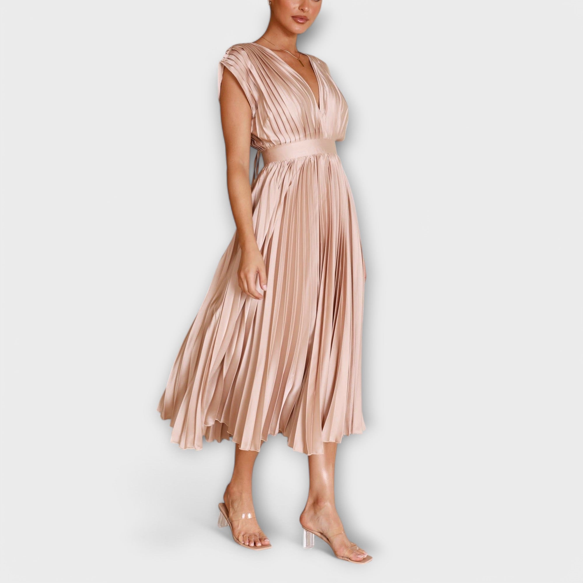 Elsie - Elegante vestido midi plisado