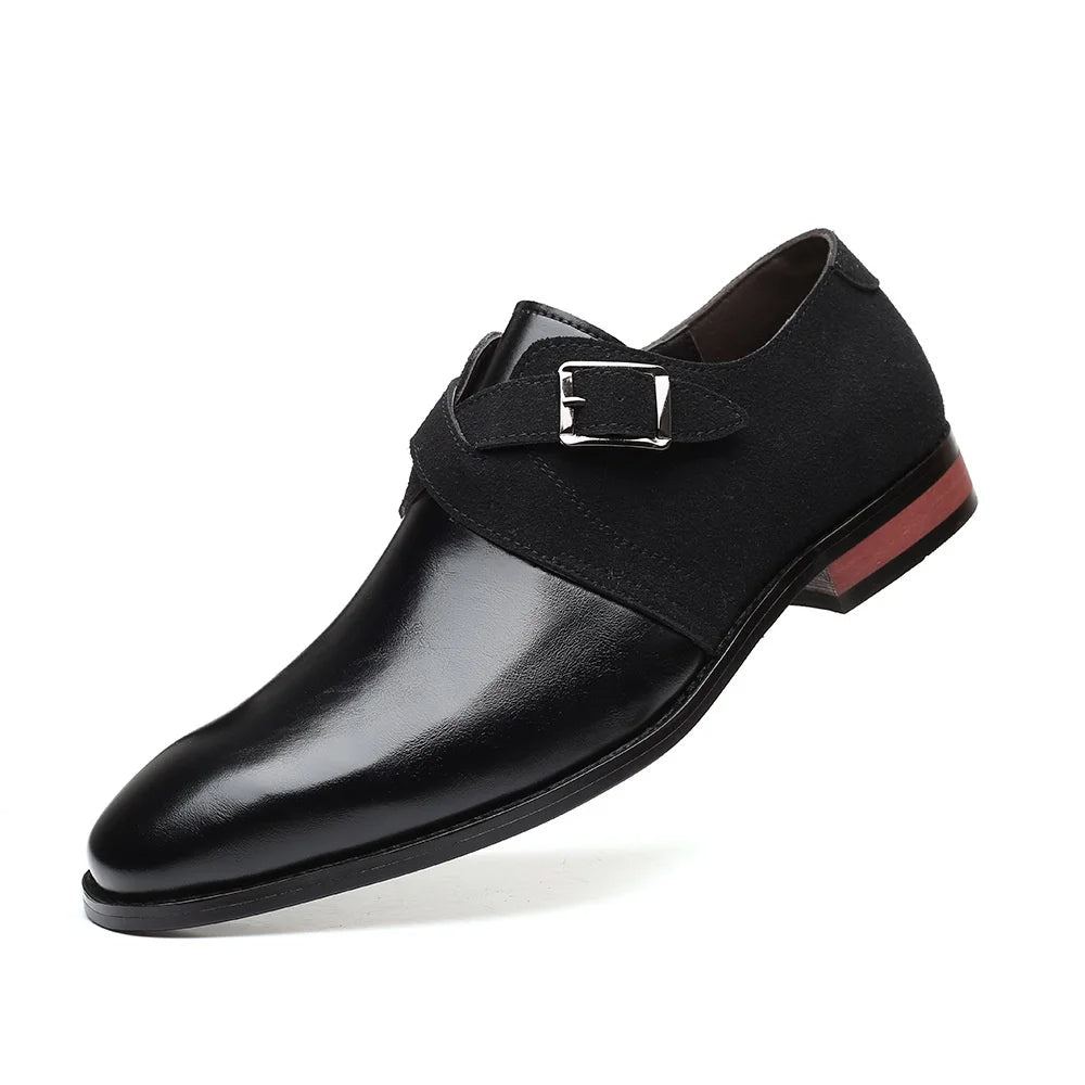 Zapatos de hombre con correa tipo «monk» de cuero y una sola hebilla | Zapatos clásicos de vestir para el trabajo y eventos | Acabado pulido