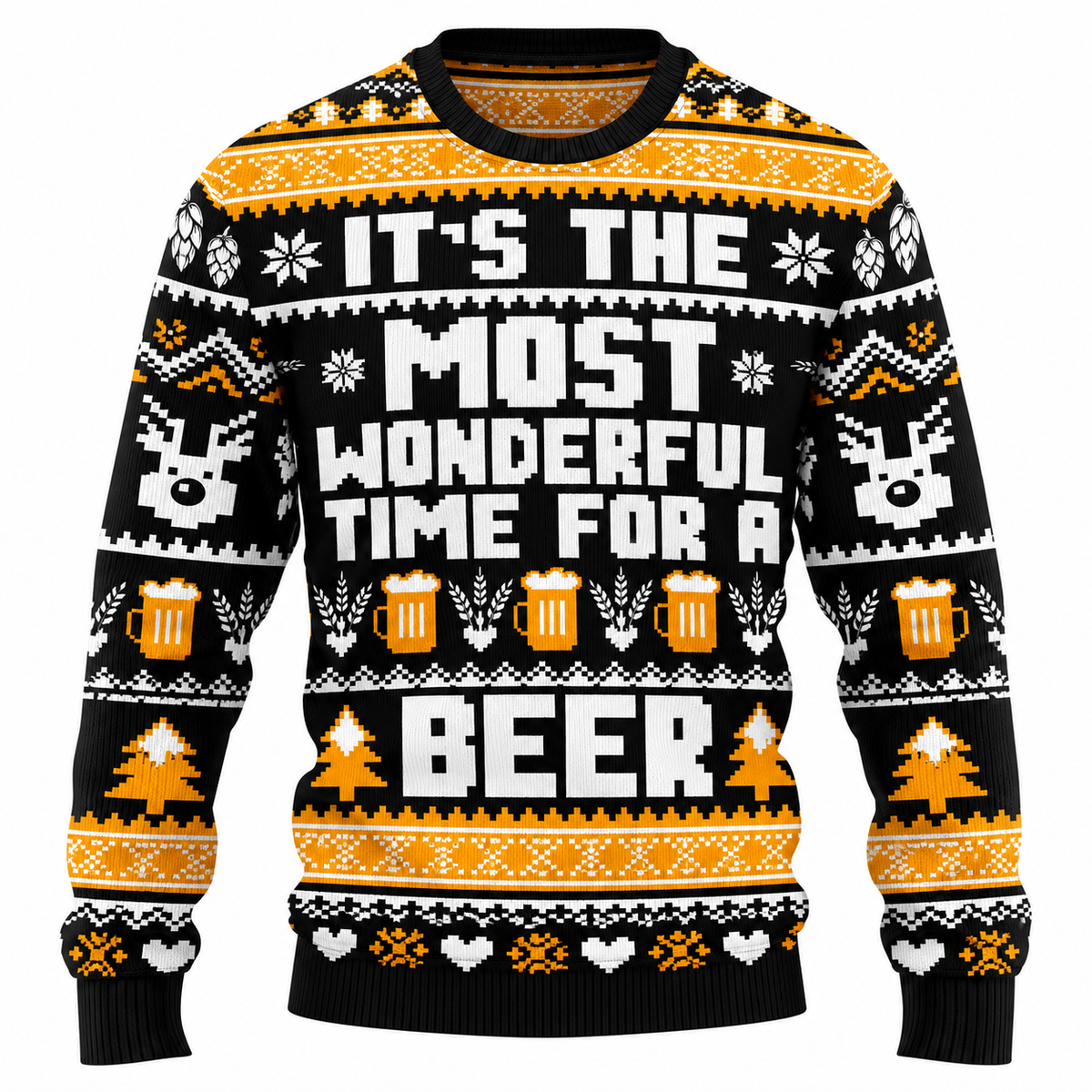 Maglione natalizio da uomo “Jingle Beers” – Divertente pullover unisex con stampa 3D a tema festivo
