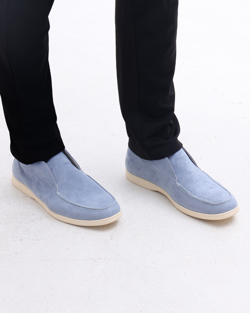 Mocasines de ante de caña media para hombre | Zapatos informales sin cordones con suela de goma flexible | Calzado para el día a día, a la altura del tobillo y transpirable