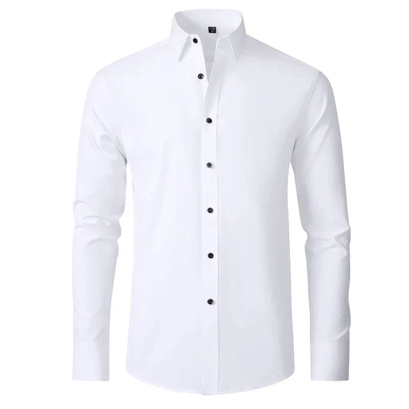Camicia da uomo che non necessita di stiratura | Camicia comoda, traspirante e che non si sgualcisce, ideale per il lavoro e i viaggi | Camicia a maniche lunghe con colletto button-down, facile da lavare