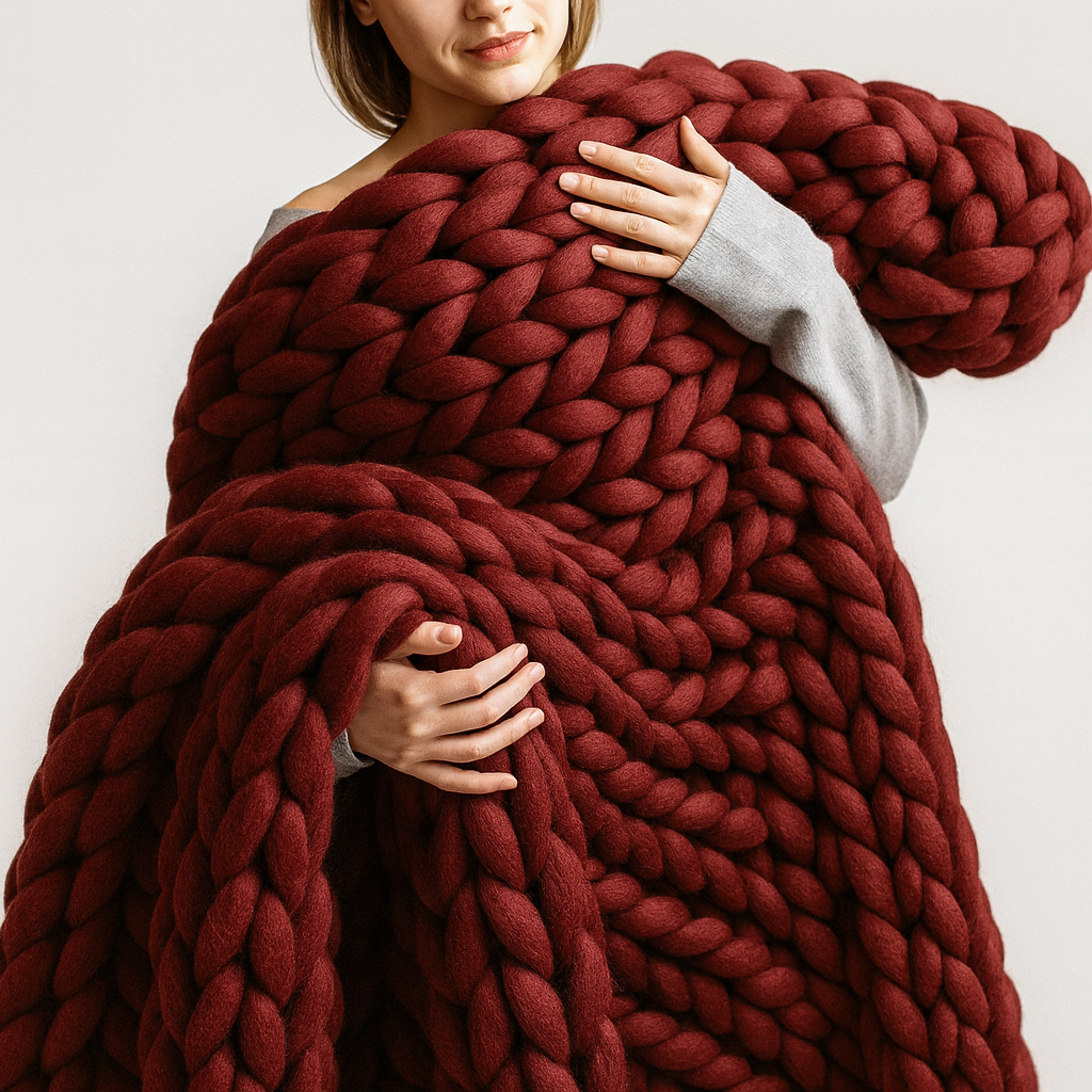Wool Knitting Set burgundy