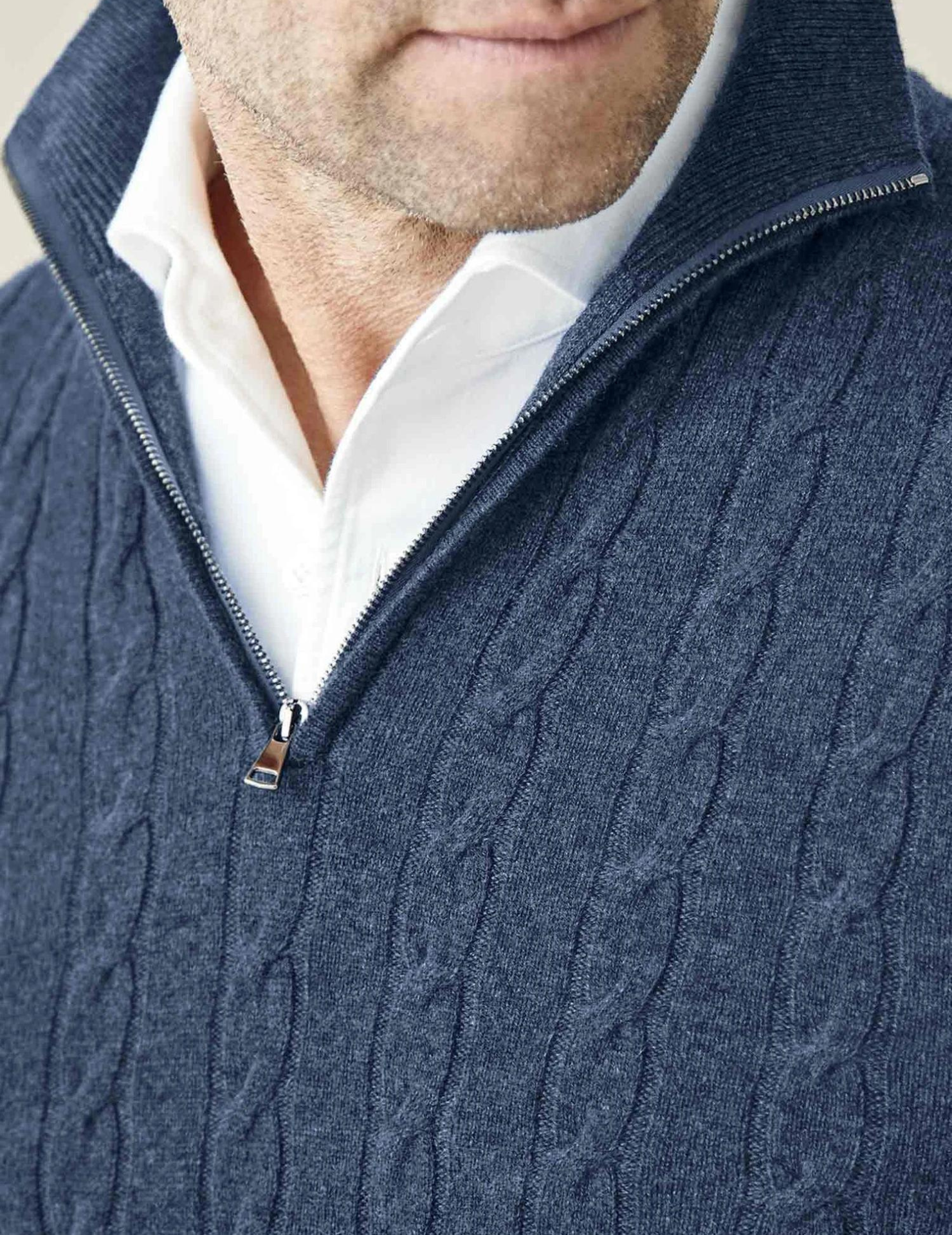 Cable Knit Quarter-Zip Sweater for Men - Image 2