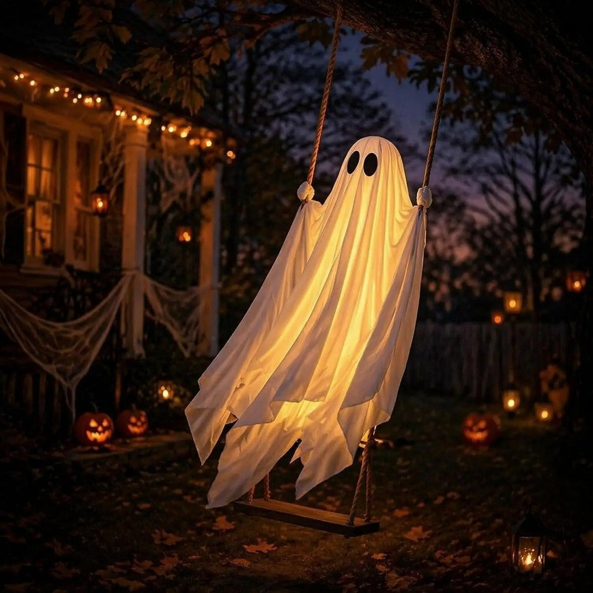 Osvětlená houpající se strašidelná halloweenská venkovní dekorace