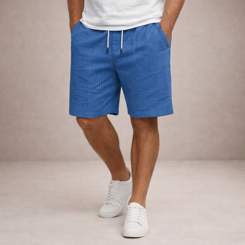 Pantalones cortos de lino para hombre | Pantalones cortos informales de verano, de corte regular y transpirables | Pantalones cortos ligeros de corte holgado para la playa y actividades al aire libre
