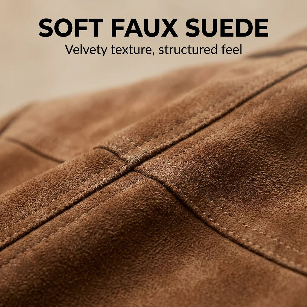 Button-Down Suede Blazer for Women