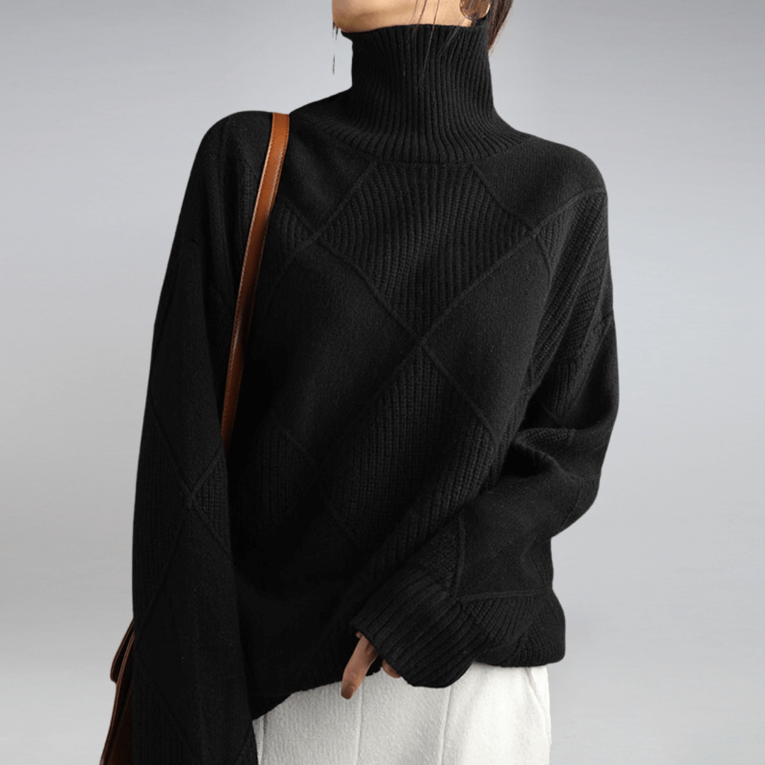 Rullekravesweater til kvinder | Blødt strik i afslappet pasform | Afslappet langærmet pullover til hverdagsbrug og lag-på-lag-look