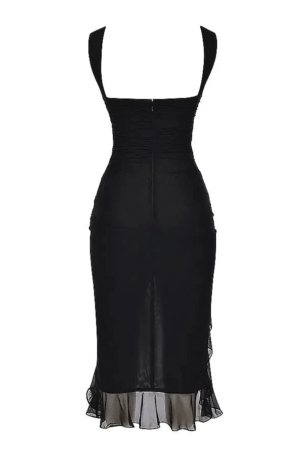 Elegant Mesh Midi Dress