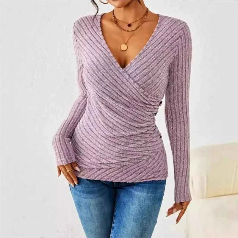 Damen Top Langarm Elegant - Cecile LavelleBlau