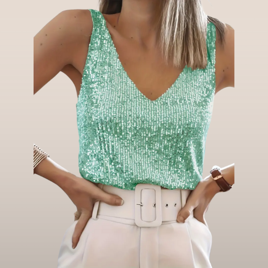 Women's Sleeveless Sequin Top | Soft-Lined