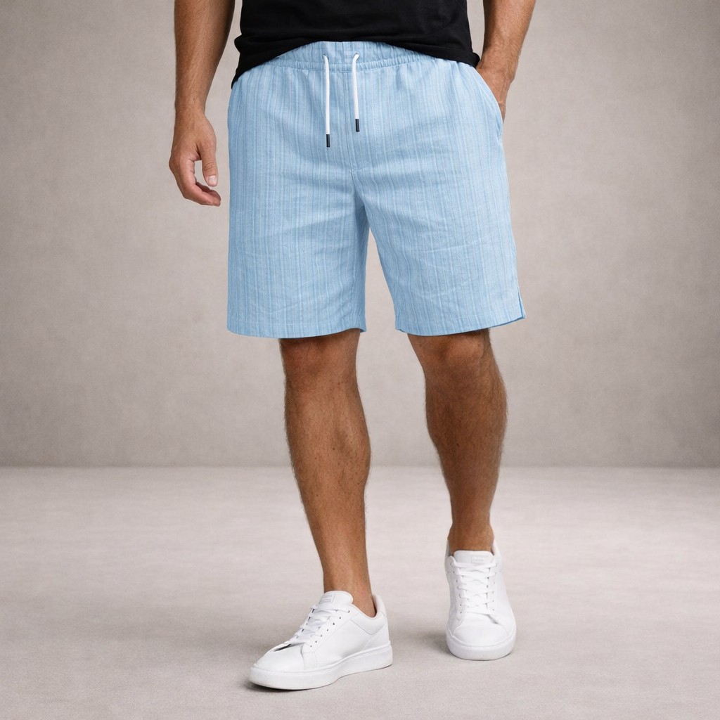 Pantalones cortos de lino para hombre | Pantalones cortos informales de verano, de corte regular y transpirables | Pantalones cortos ligeros de corte holgado para la playa y actividades al aire libre